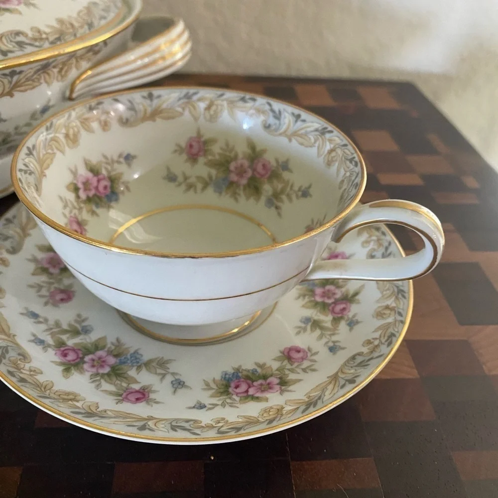 Noritake Somerset Fine China Serving Bowl Sugar Dish Tea Cup & Saucer Floral Set